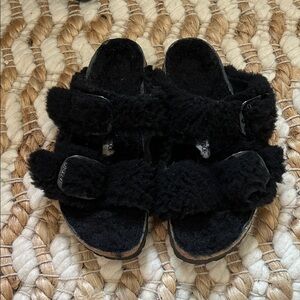 Birkenstock Sherpa Teddy Arizona Big Buckle Sz 37